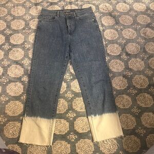 DL1961 Mara ankle high rise instasculpt straight size 29 white unfinished hem